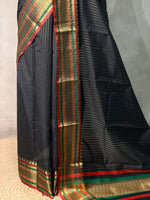 Black Banarasi silk saree -IHAISH3