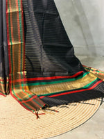 Black Banarasi silk saree -IHAISH3