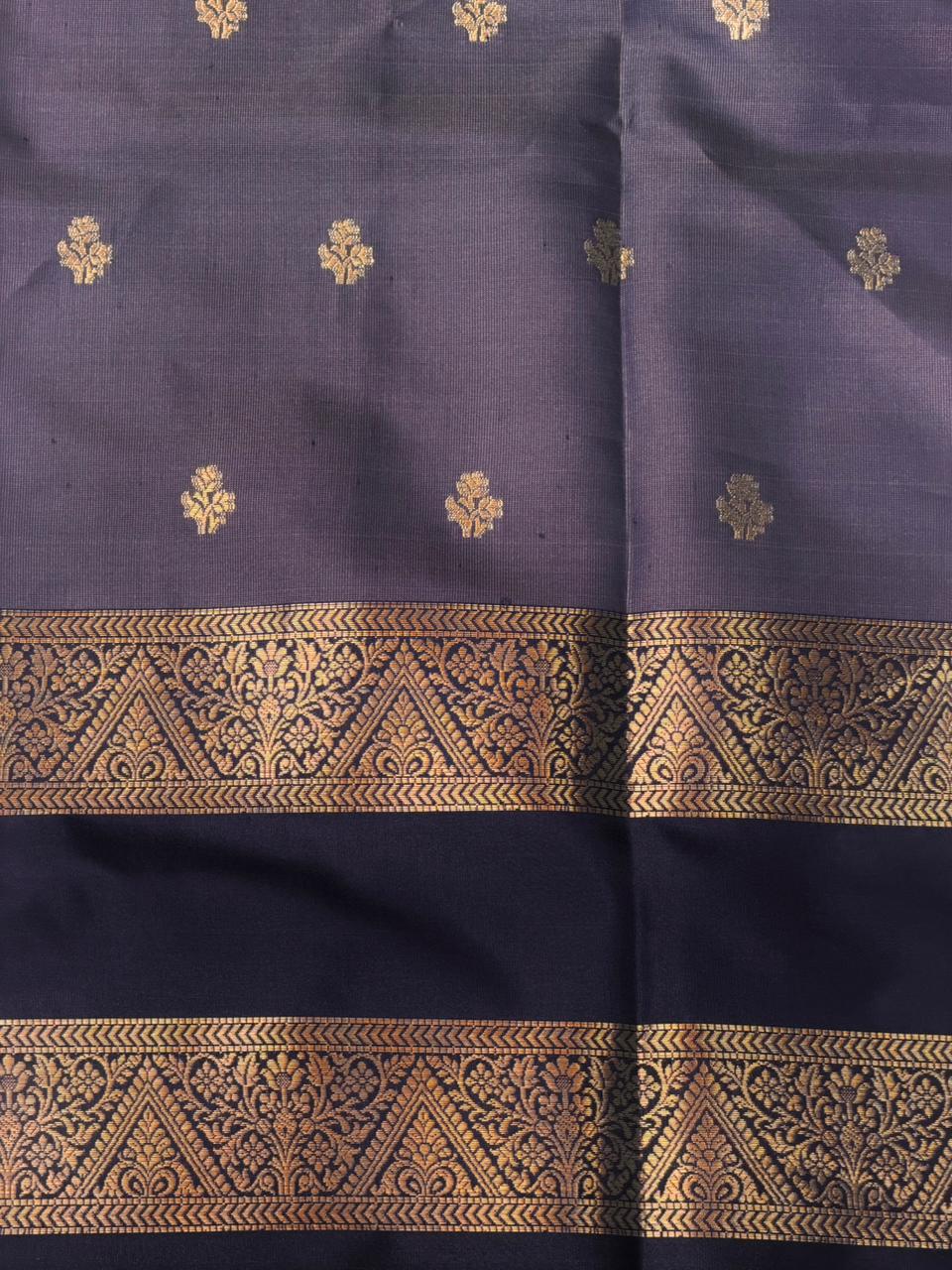 Grey and blue Banarasi silk saree -LZ10A
