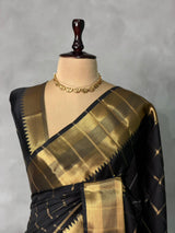 Black semi Banarasi silk saree -RUK44B