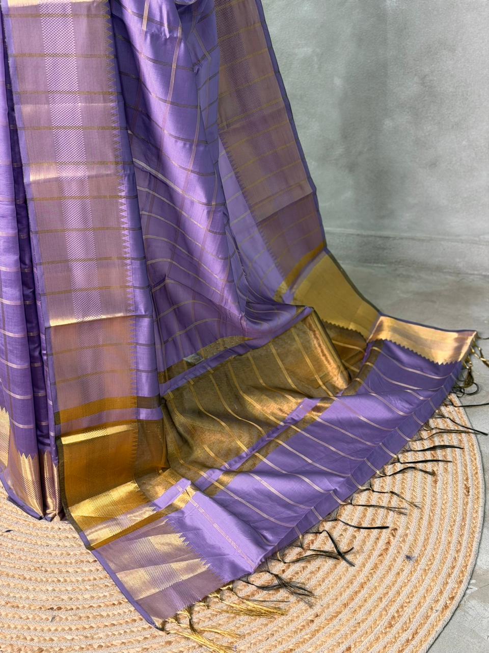 Lavender semi Banarasi silk saree -RUK44C