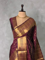 Brown semi Banarasi silk saree -RUK44E