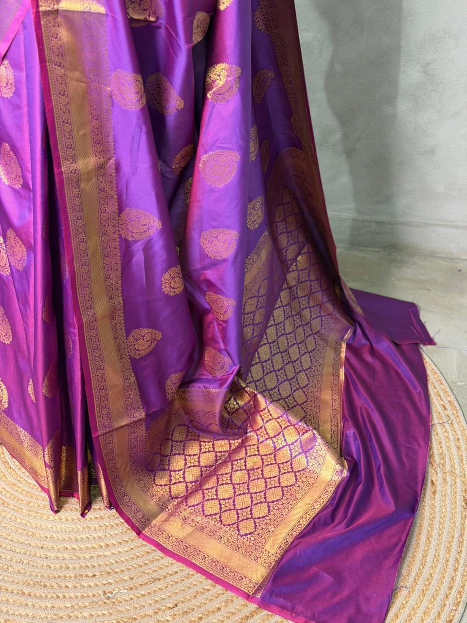 Violet Banarasi silk saree -PIH71D