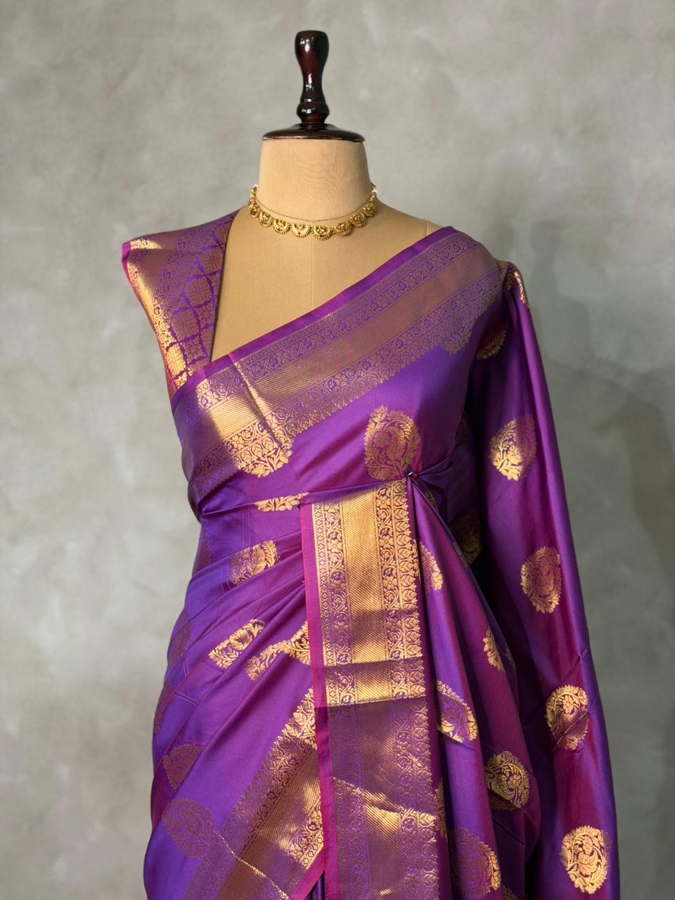 Violet Banarasi silk saree -PIH71D