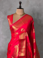 Reddish pink Banarasi silk saree -PIH71C