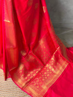 Reddish pink Banarasi silk saree -PIH71C