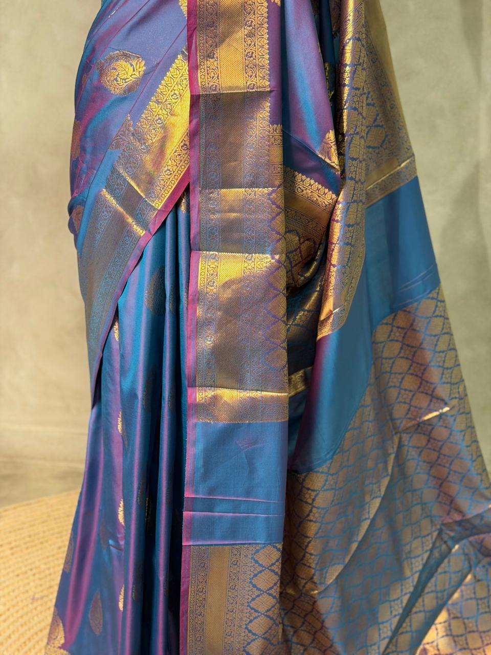 Blue Banarasi silk saree -PIH71B