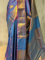 Blue Banarasi silk saree -PIH71B