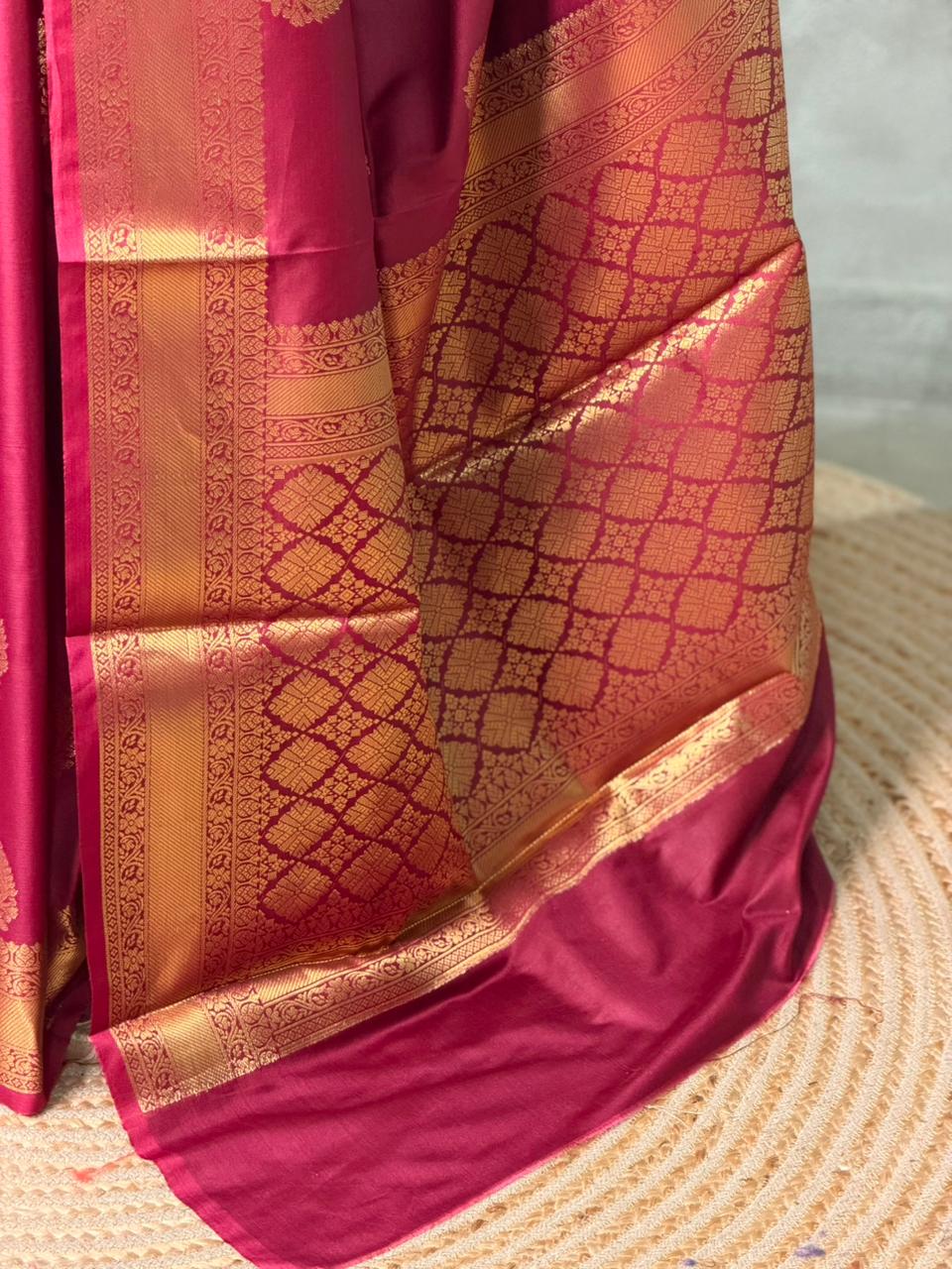 Deep wine Banarasi silk saree -PIH71A
