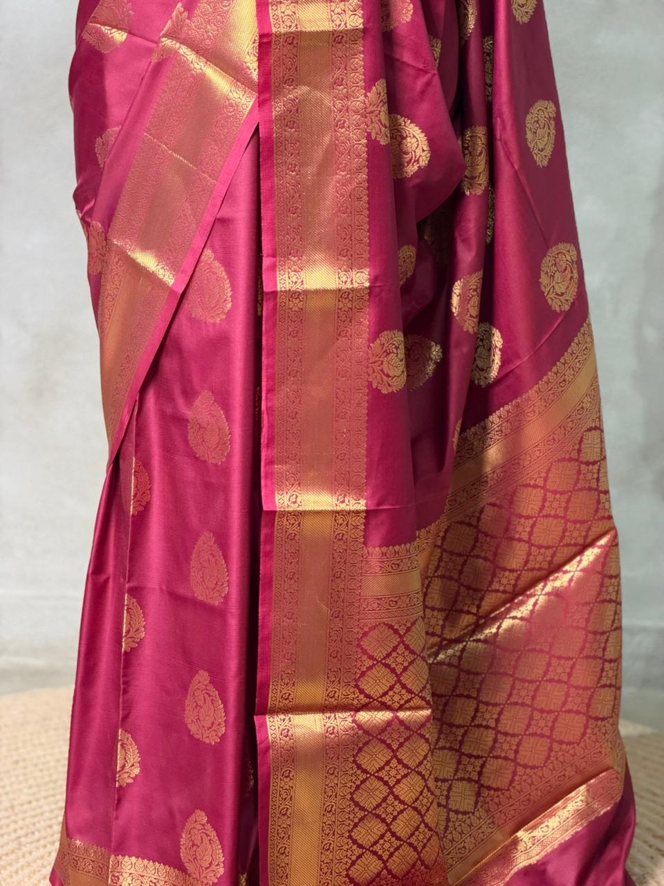 Deep wine Banarasi silk saree -PIH71A