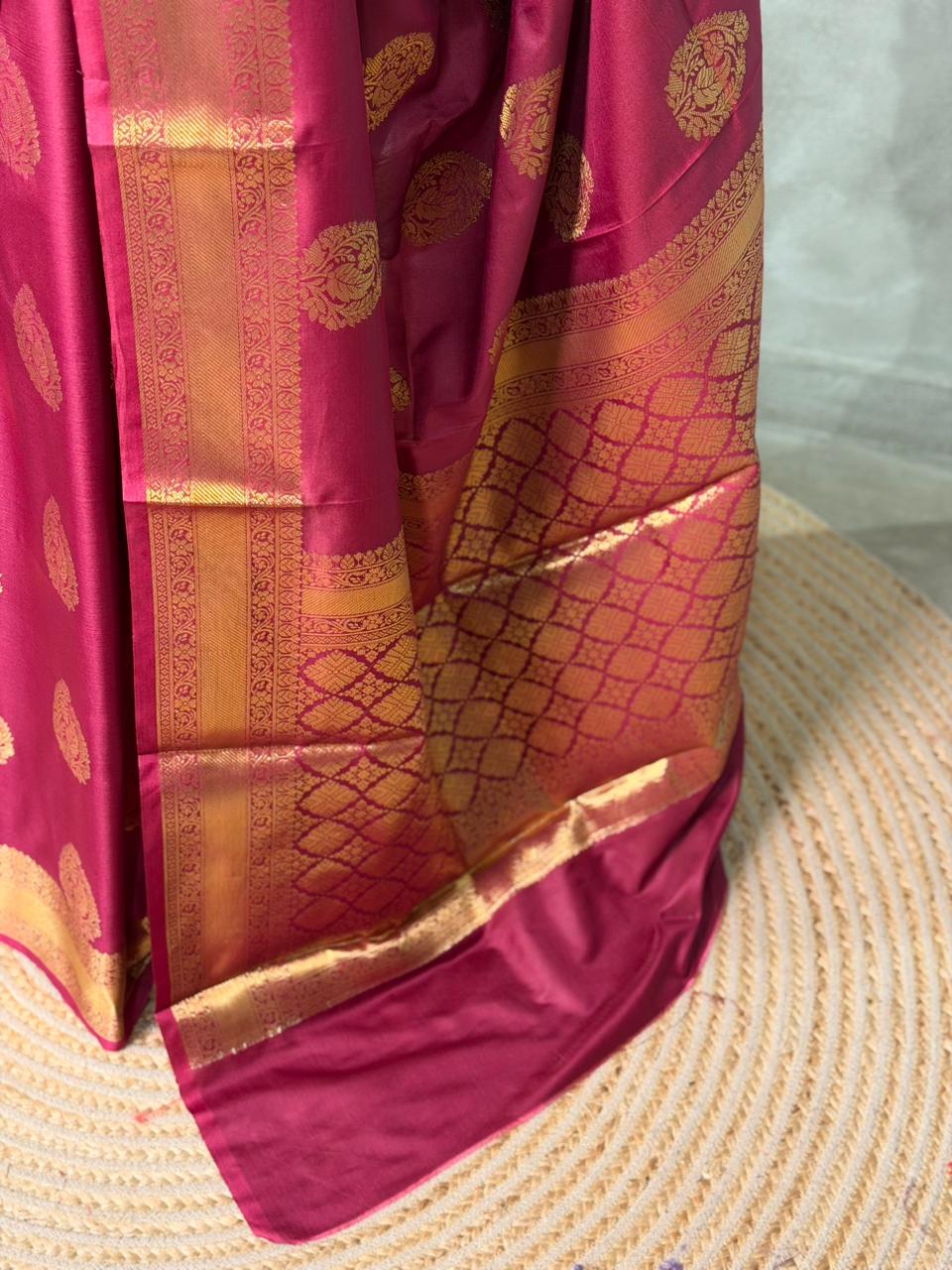 Deep wine Banarasi silk saree -PIH71A