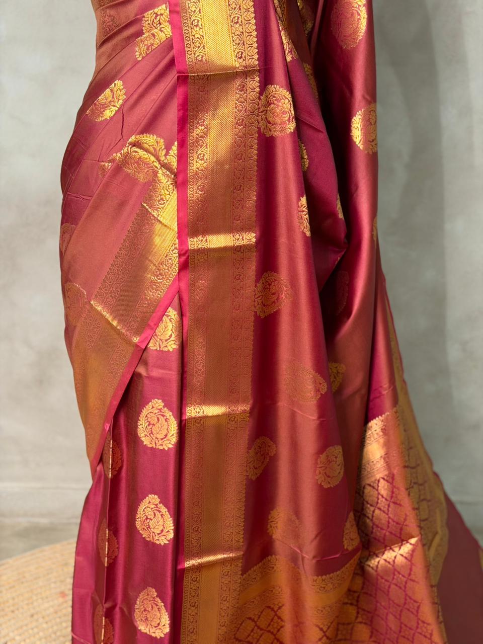 Maroon Banarasi silk saree -PIH71