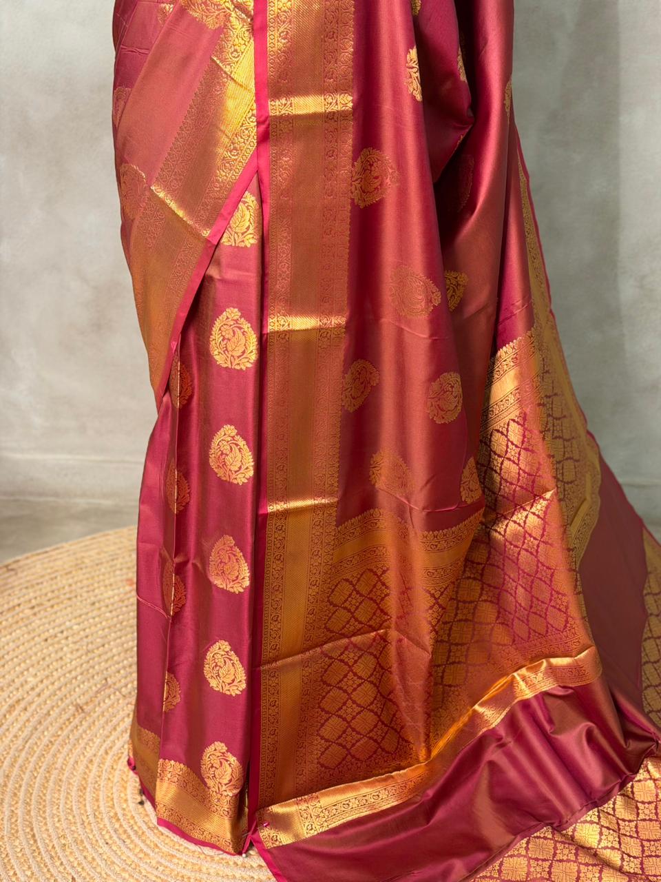 Maroon Banarasi silk saree -PIH71