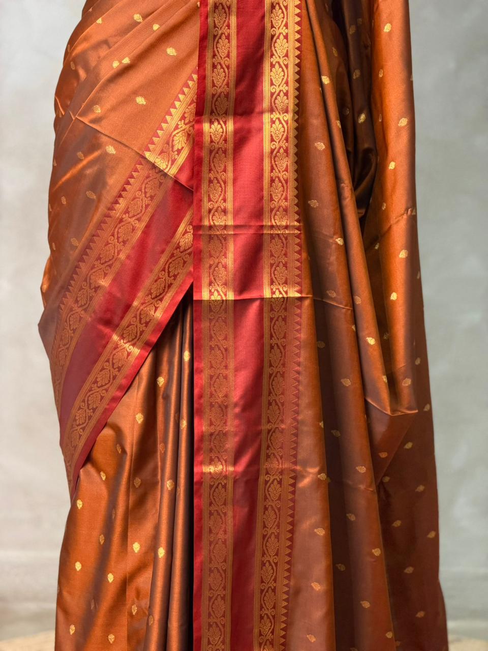 Rust Orange Banarasi silk saree -PIH72
