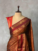 Rust Orange Banarasi silk saree -PIH72