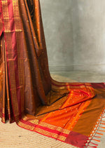 Rust Orange Banarasi silk saree -PIH72