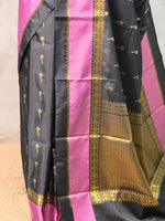 Black and pink Banarasi silk saree -PIH73