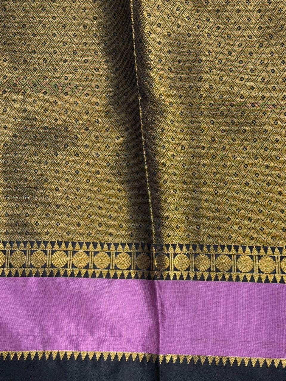 Black and pink Banarasi silk saree -PIH73