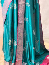 Peacock green and magenta Banarasi silk saree -LZ11