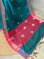 Peacock green and magenta Banarasi silk saree -LZ11