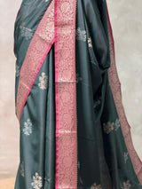 Black and magenta Banarasi silk saree -LZ11A