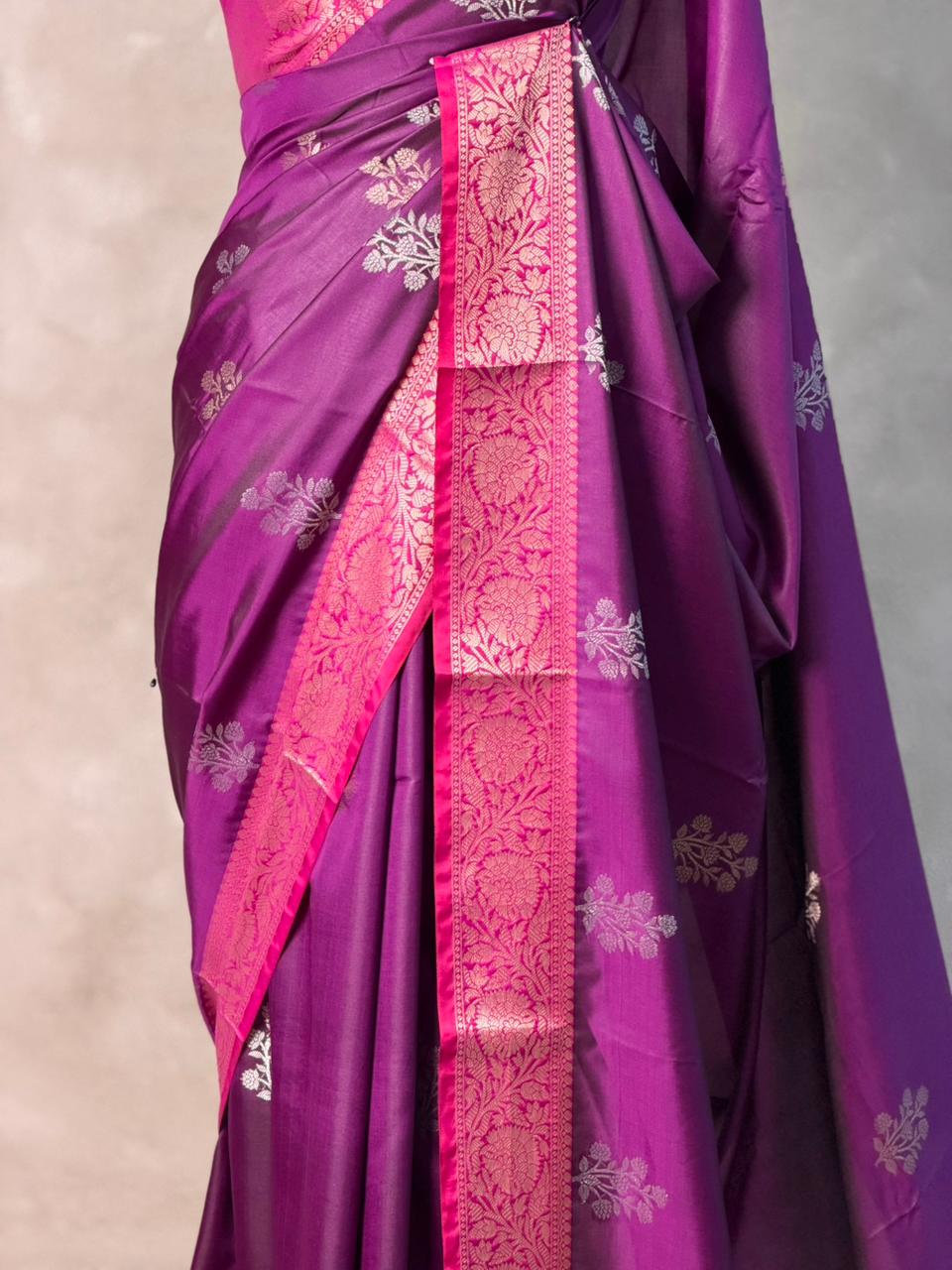 Wine and magenta Banarasi silk saree -LZ11B