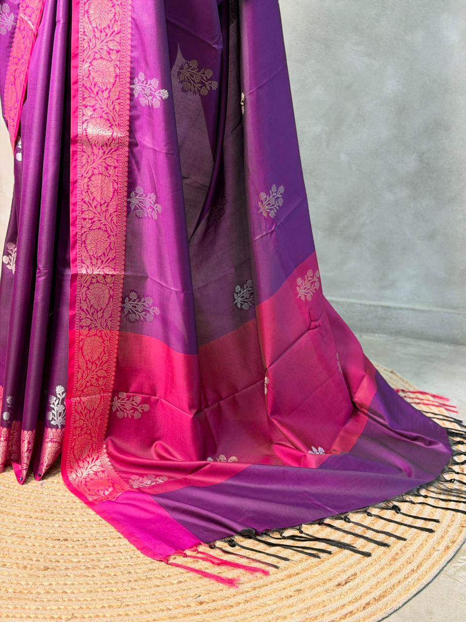 Wine and magenta Banarasi silk saree -LZ11B