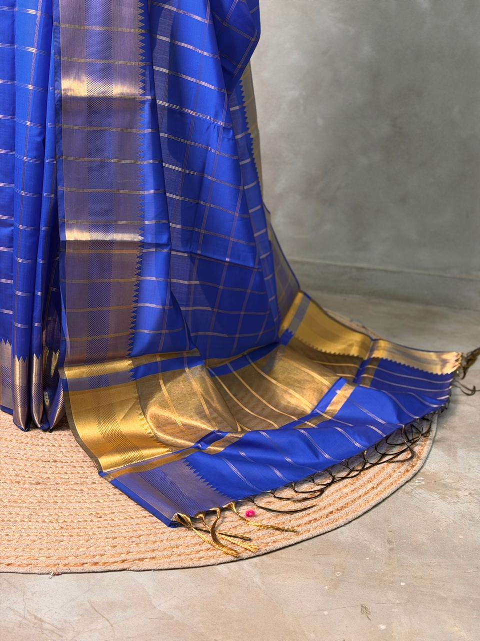 Blue semi Banarasi silk saree -RUK44D