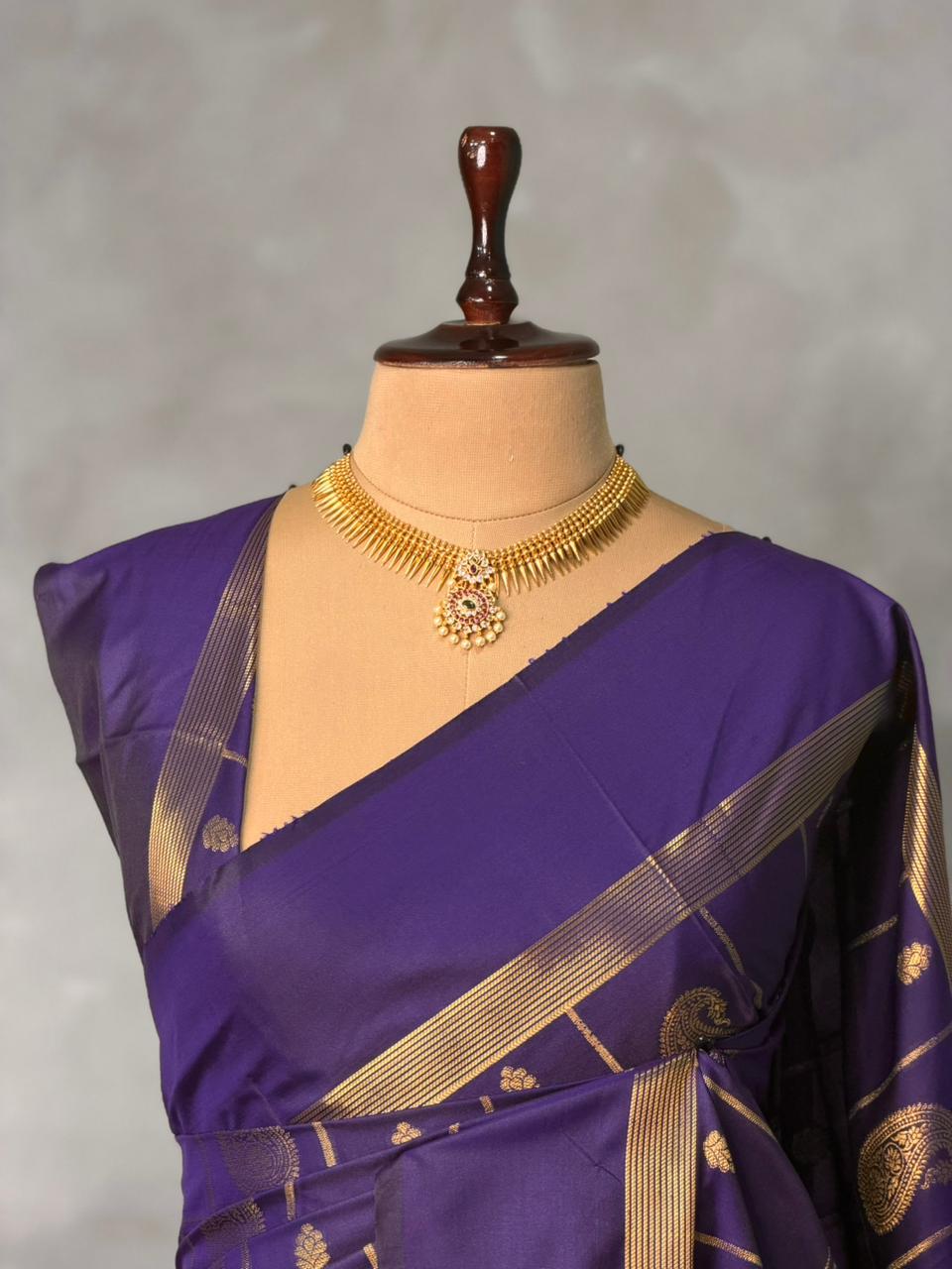 Violet Banarasi silk saree - GAL3