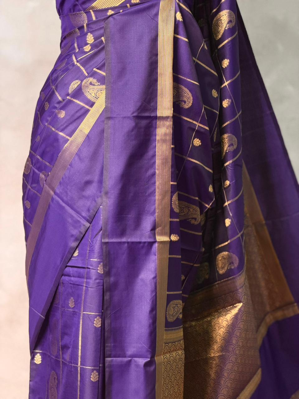 Violet Banarasi silk saree - GAL3