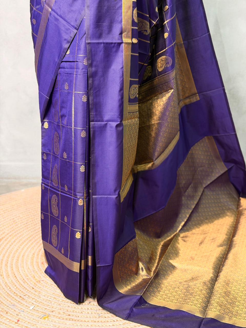 Violet Banarasi silk saree - GAL3