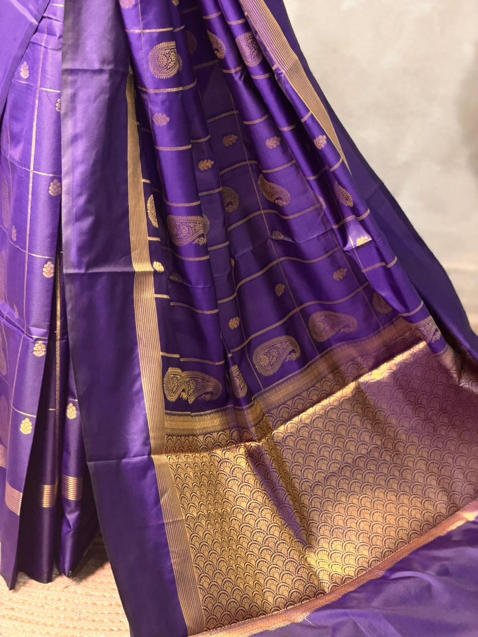 Violet Banarasi silk saree - GAL3
