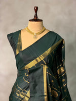 Bottle Green Banarasi silk saree - GAL3A
