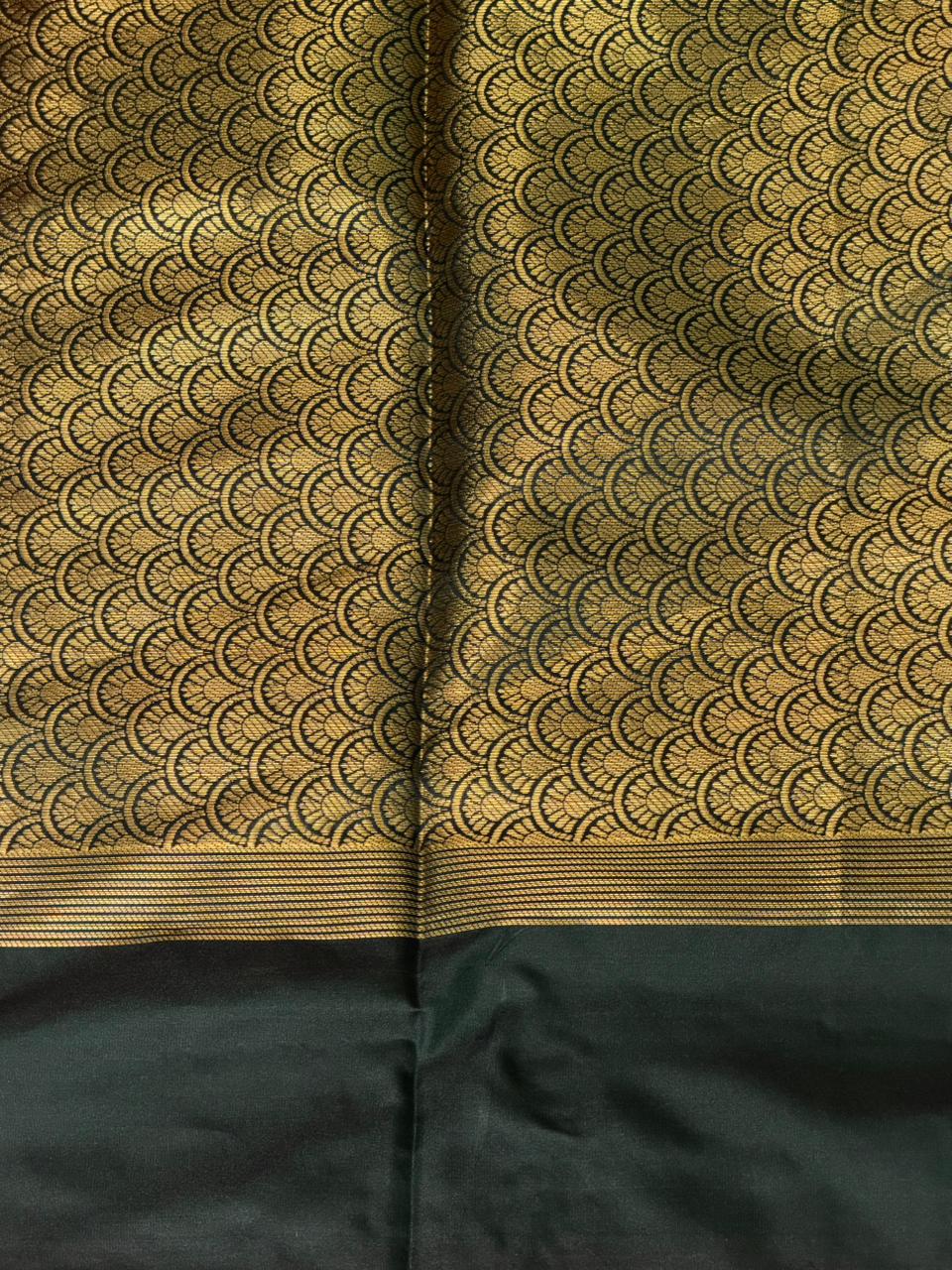 Bottle Green Banarasi silk saree - GAL3A