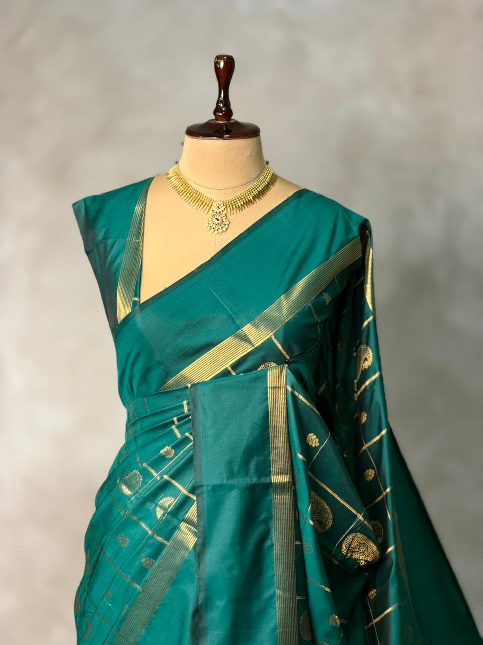 Peacock Blue Banarasi silk saree - GAL3B