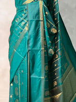 Peacock Blue Banarasi silk saree - GAL3B