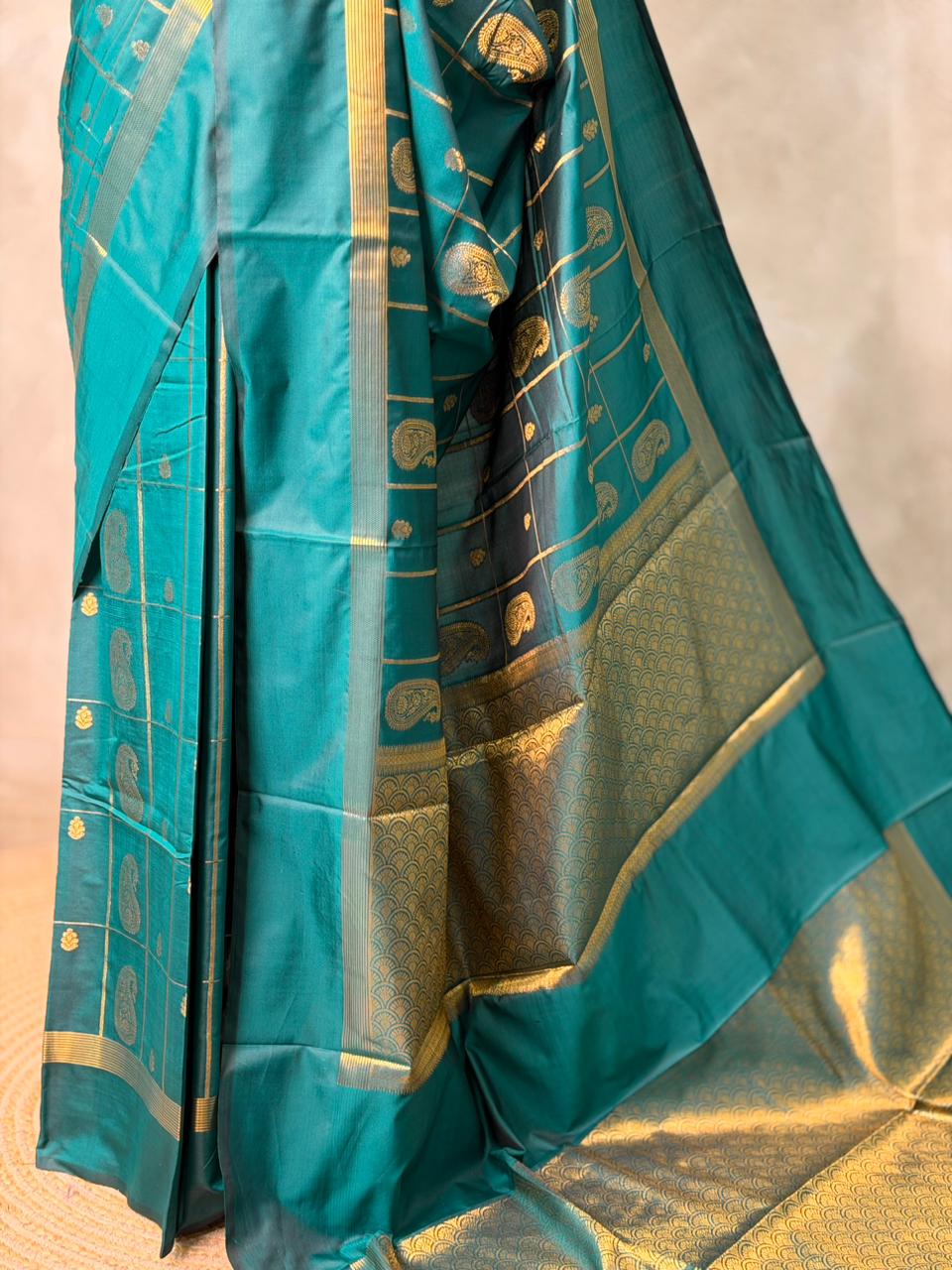 Peacock Blue Banarasi silk saree - GAL3B