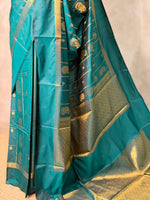 Peacock Blue Banarasi silk saree - GAL3B