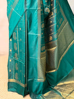Peacock Blue Banarasi silk saree - GAL3B