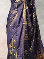 Navy Blue Blue Banarasi silk saree - GAL3C