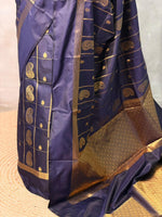 Navy Blue Blue Banarasi silk saree - GAL3C