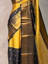 Gold and Black Banarasi silk saree - PIH63B