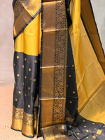 Gold and Black Banarasi silk saree - PIH63B