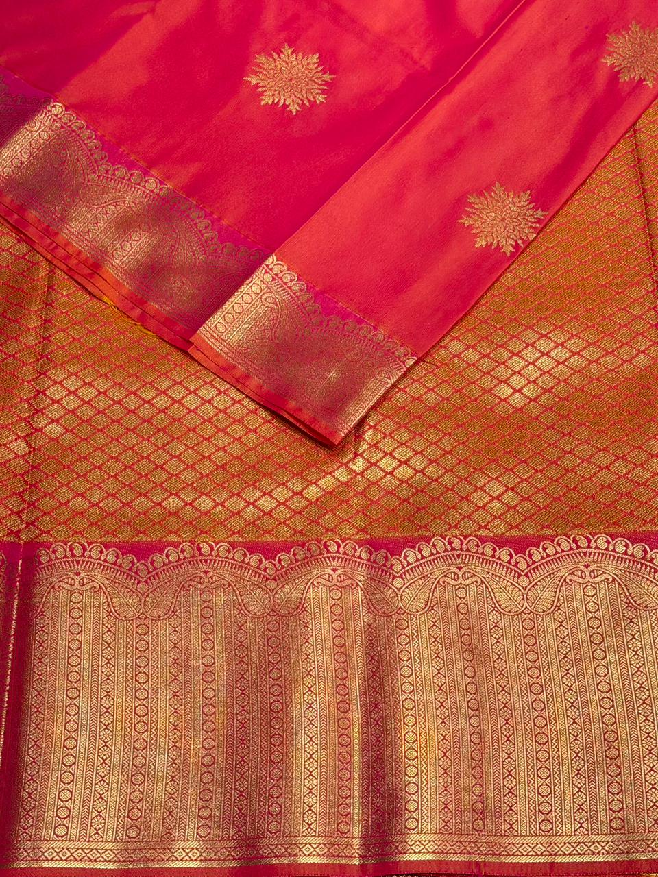Peach kanchipuram silk saree- PSSR315