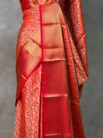 Peach and Red Banarasi silk saree -LZ12A