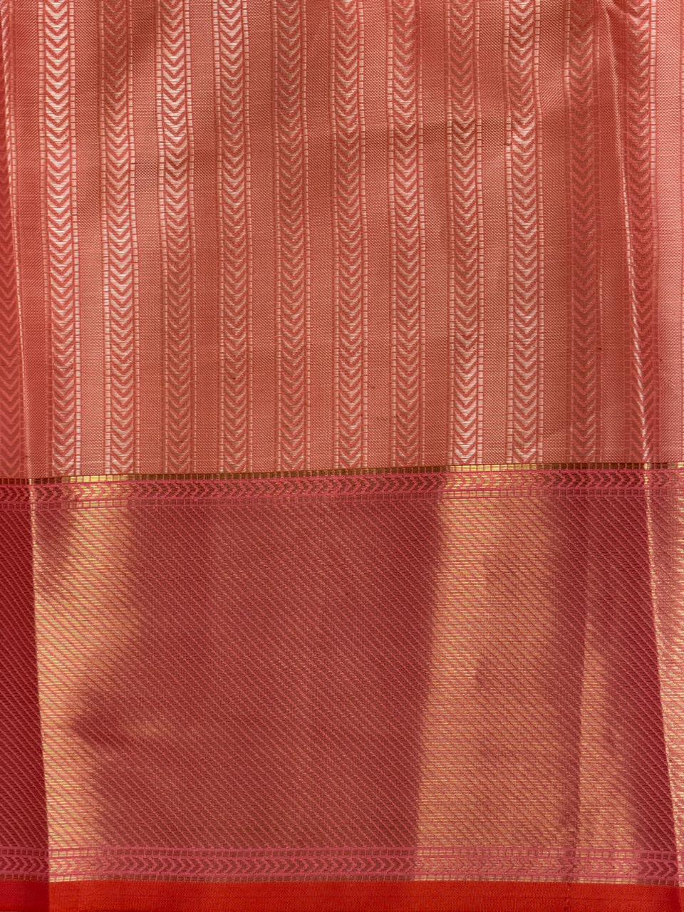 Peach and Red Banarasi silk saree -LZ12A