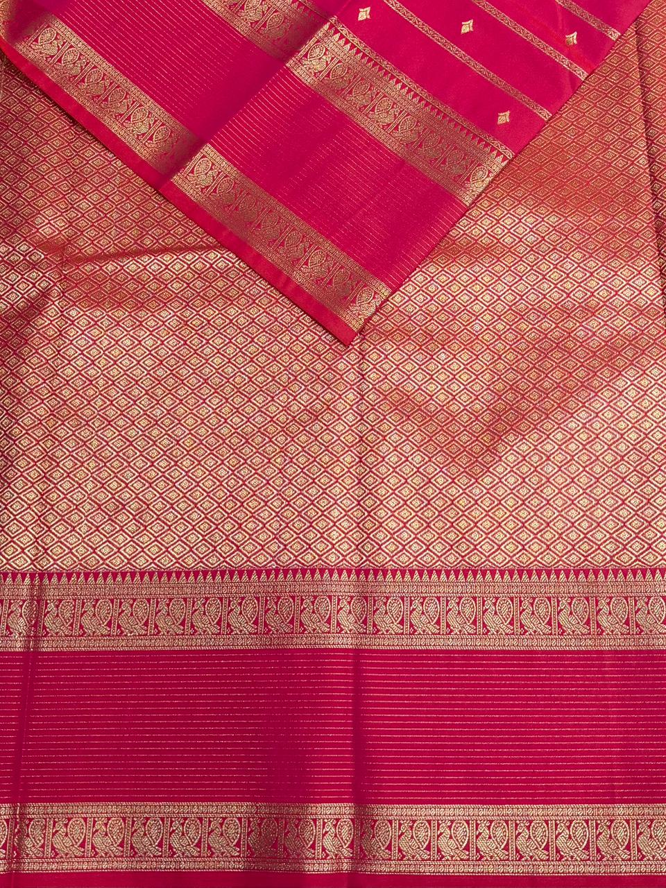 Dark Peach kanchipuram silk saree- PSSR325