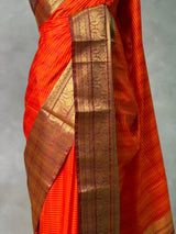 Orange and Brown Banarasi silk saree - GAL4Z