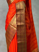 Orange and Brown Banarasi silk saree - GAL4