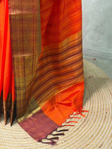 Orange and Brown Banarasi silk saree - GAL4Z